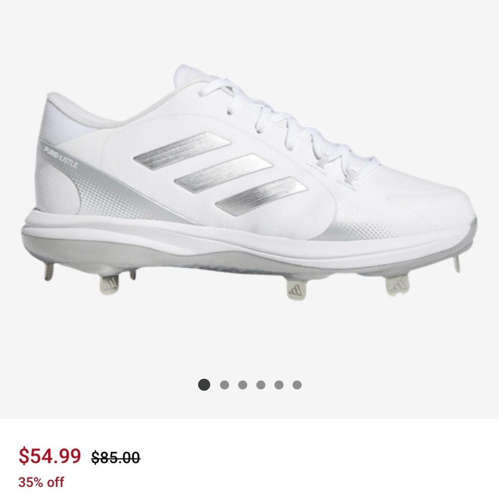 Adidas PureHustle 2.0 White and Silver Cleats